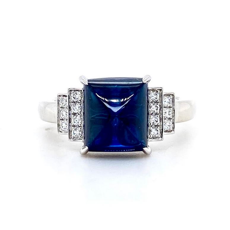 18ct White Gold, 5.44ct Sapphire & Diamond Ring