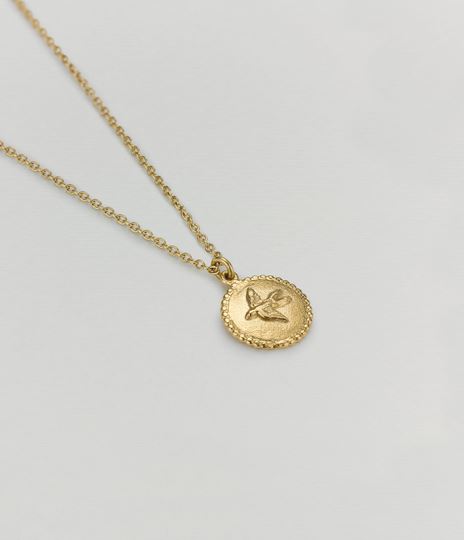 Small Ex-voto Swallow Disc Neklace, Goldplate