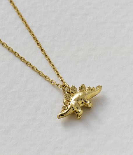 Teeny Tiny Stegosaurus Necklace, 18ct Yellow Gold