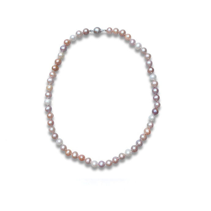 18ct White Gold, Cultured Pink Pearl Necklace