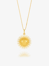 Load image into Gallery viewer, Electric Goddess Deco Sun Necklace, Goldplate
