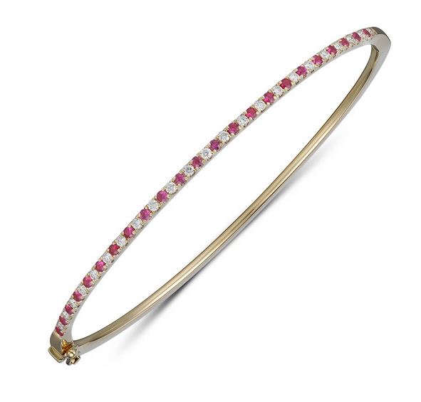 18ct Yellow Gold, 0.31tcw Ruby & 0.27tcw Diamond Bangle