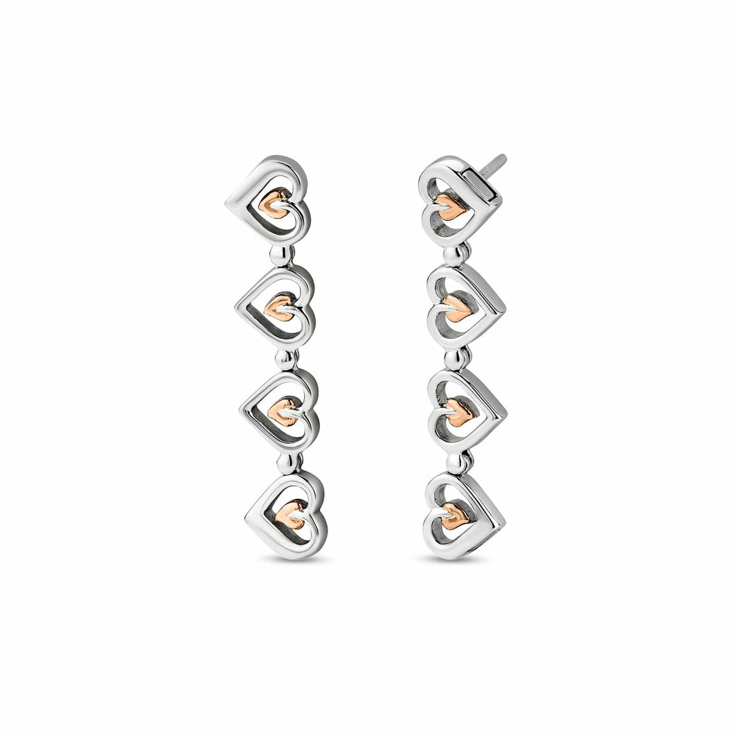 Tree of Life® Heart Drop-Stud Earrings, Sterling Silver & Welsh Gold