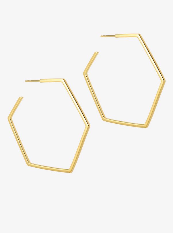 Hexagon Hoops Oversized, Goldplate