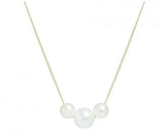 9ct Yellow Gold, Trio White Pearl Necklace