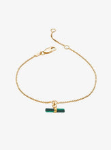 Load image into Gallery viewer, Mini Malachite T-Bar Bracelet, Goldplate
