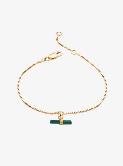 Mini Malachite T-Bar Bracelet, Goldplate