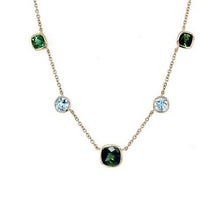 Load image into Gallery viewer, 9ct Yellow Gold, 1.34ct Tourmaline and 0.53ct Aquamarine Necklace
