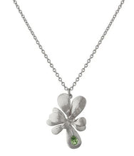 Load image into Gallery viewer, Single Rosette Necklace set with Teardrop Peridot, Sterling Silver
