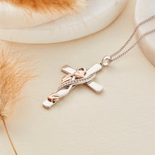 Load image into Gallery viewer, Tree of Life® Vine Cross Pendant with Topaz, Sterling Silver &amp; Welsh Gold
