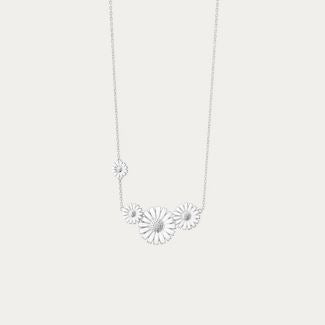 Daisy Four Flower Necklace, Silver & Enamel