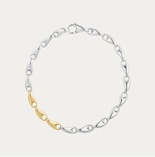 Reflect Bracelet Silver & 18ct Yellow Gold, Medium