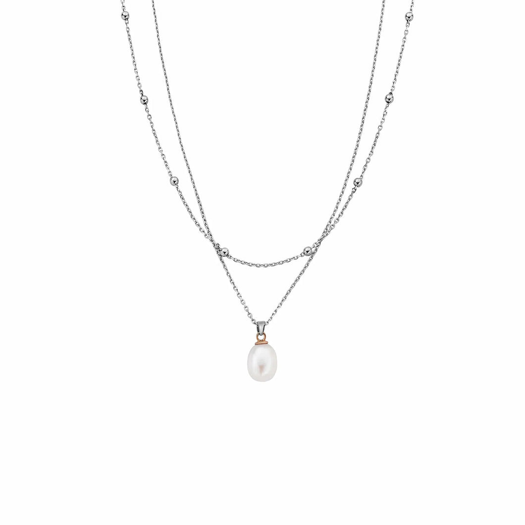 Beachcomber Layered Necklace with Pearl, Sterling Silver & Welsh Gold