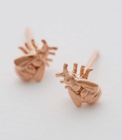 Small Honey Bee Studs, Goldplate