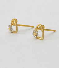Load image into Gallery viewer, Posy Heart Stud Earrings, Silver &amp; Goldplate
