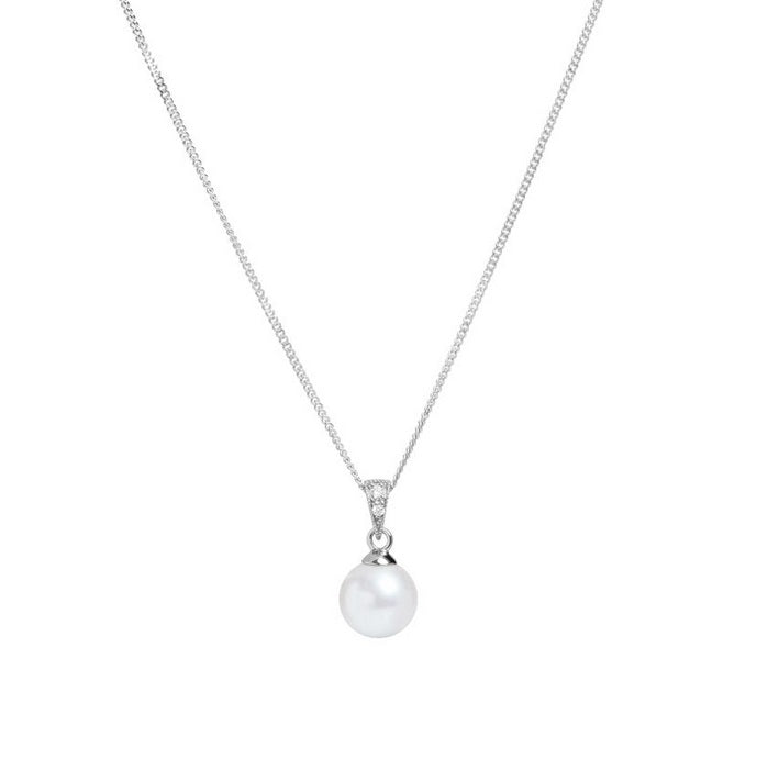 18ct White Gold, White Pearl and Diamond Pendant