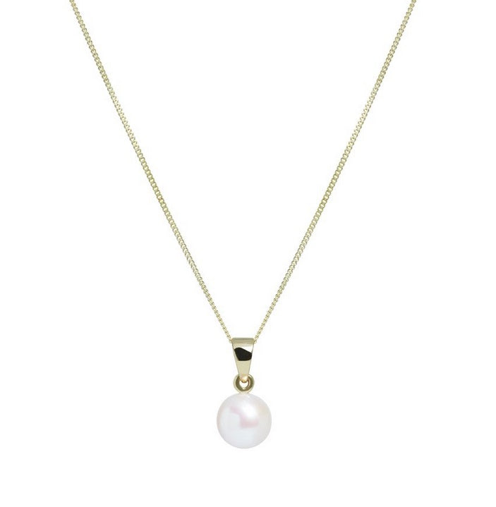 9ct Yellow Gold, White Pearl Pendant