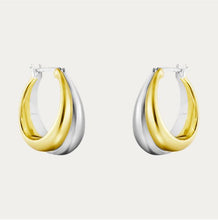 Load image into Gallery viewer, Curve Earrings Medium, Silver &amp; 18ct Yellow Gold
