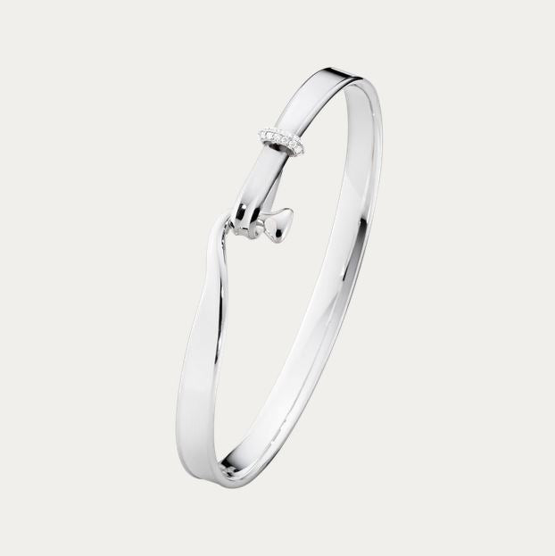 Torun Bangle Medium, Sterling Silver & Diamonds