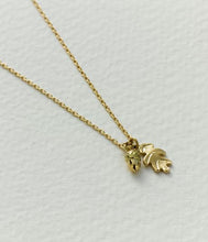 Load image into Gallery viewer, Teeny Tiny Oak Leaf &amp; Acorn Necklace, 18ct Yellow Gold
