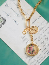 Load image into Gallery viewer, Statement Tourmaline Hardware Deco Sun Amulet Necklace, Goldplate
