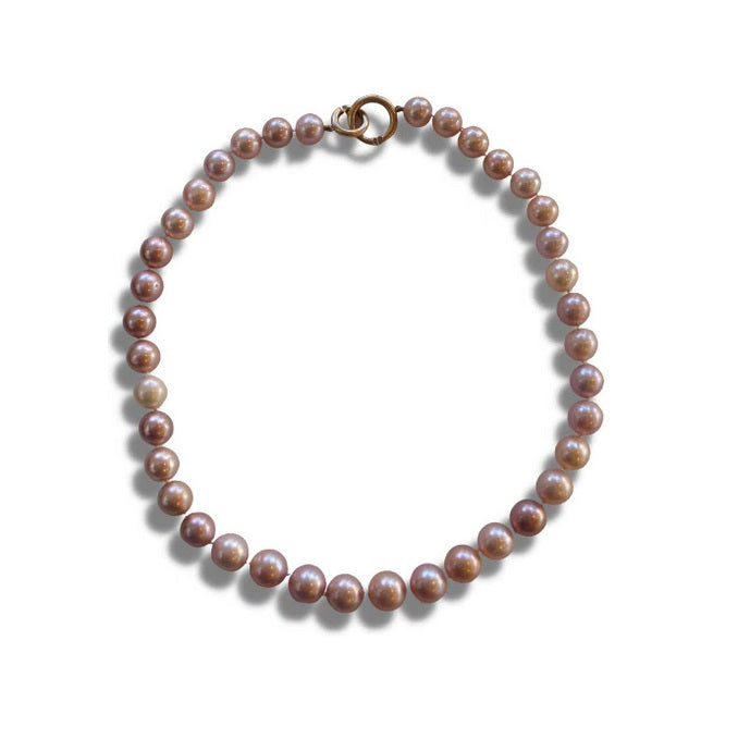 9ct Yellow Gold, Freshwater Pink Pearl Necklace
