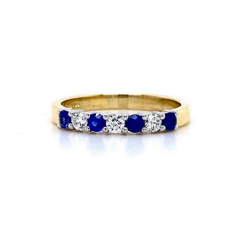 18ct Yellow Gold & Platinum, Sapphire & Diamond 7-Stone Ring