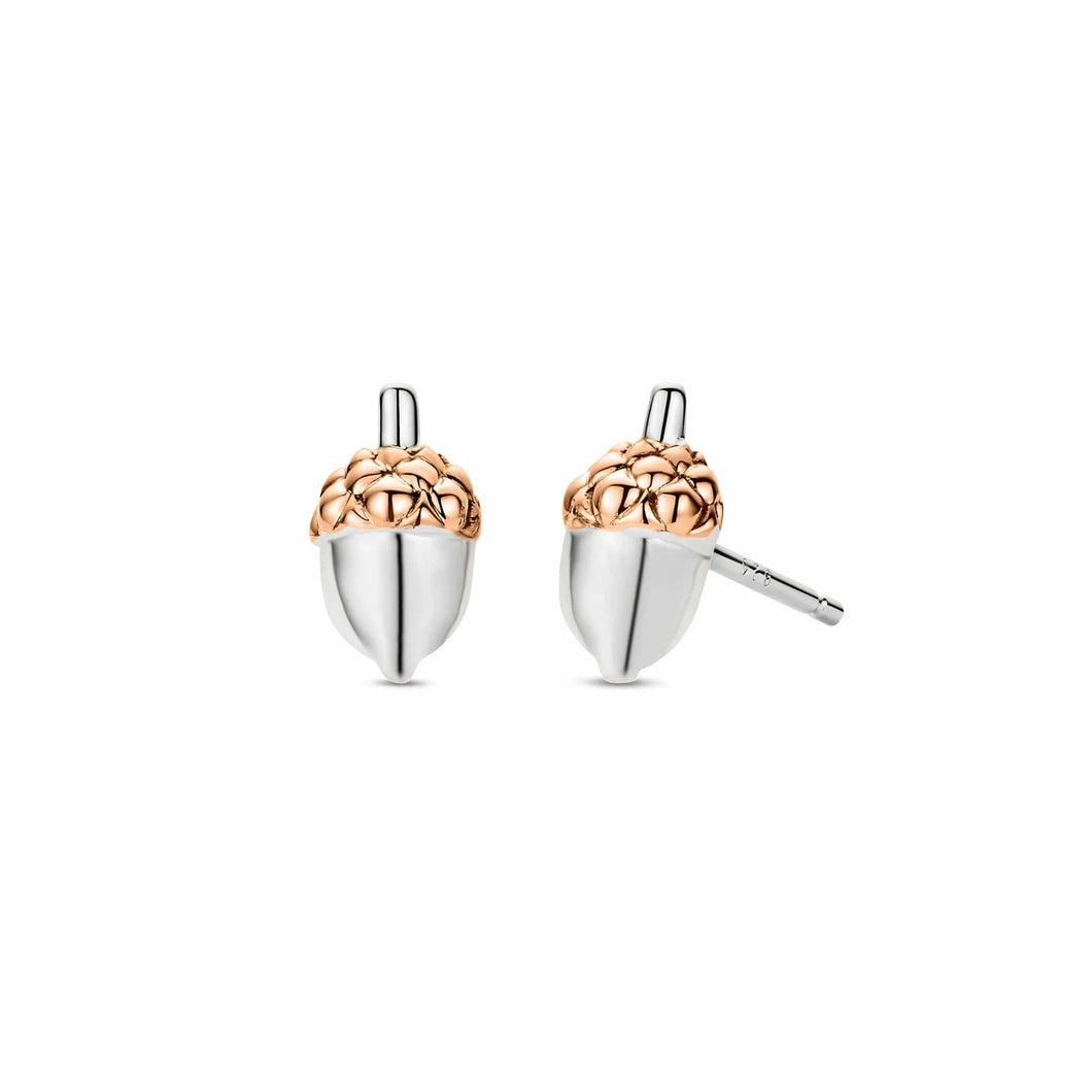 Royal Clogau® Oak Leaf Stud Earrings, Sterling Silver & Welsh Gold