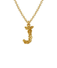 Load image into Gallery viewer, Teeny Tiny Floral Letter &#39;J&#39; Necklace, 18ct Yellow Gold
