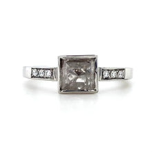 Load image into Gallery viewer, Platinum, 0.91ct Rose-Cut Salt &amp; Pepper Diamond Ring
