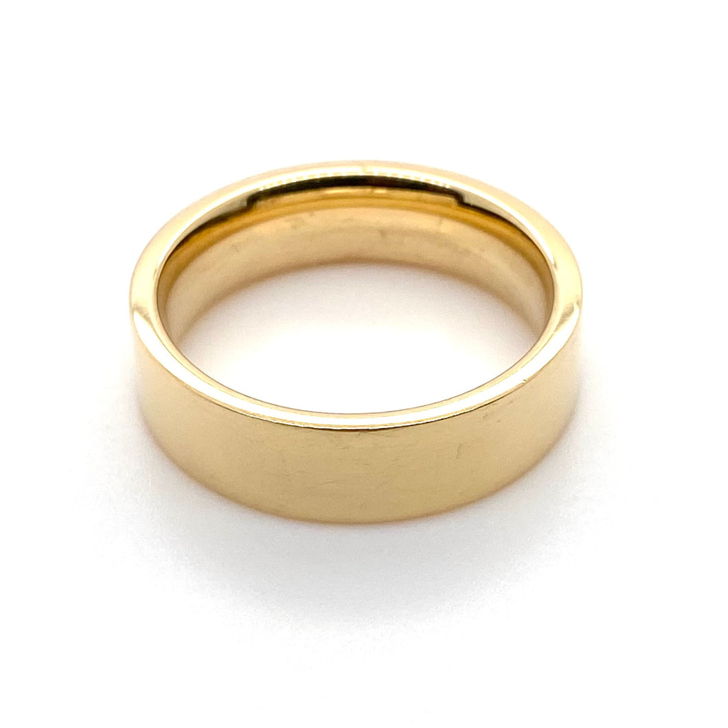 18ct Yellow Gold, 6mm Flat Court Wedding Ring