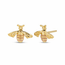 Load image into Gallery viewer, Nature&#39;s Wonder Honey Bee Stud Earrings, 9ct Yellow Gold &amp; Welsh Gold
