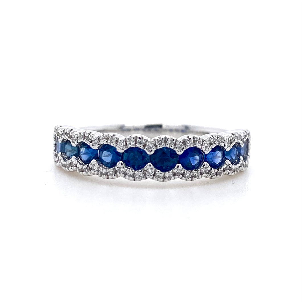 18ct White Gold, 0.78tcw Sapphire & Diamond Eternity Ring
