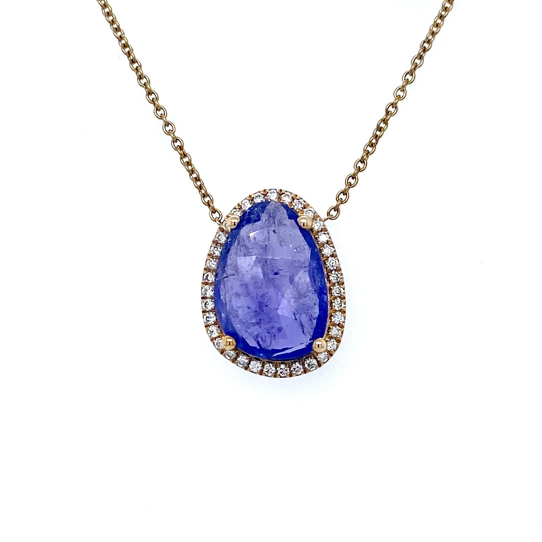 9ct Yellow Gold, 4.95ct Tanzanite & Diamond Pendant