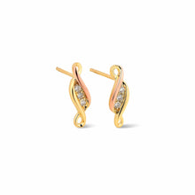 Load image into Gallery viewer, Past Present Future® Stud Earrings with Diamond, 9ct yellow Gold &amp; Welsh Gold
