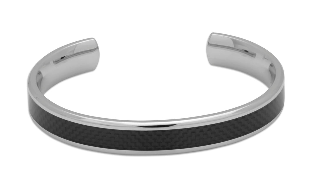 Stainless Steel Bangle with Carbon Fibre Inlay