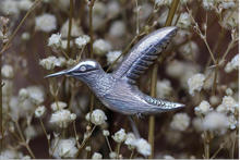 Load image into Gallery viewer, Sterling Silver &amp; Diamond Hummingbird Lapel Pin
