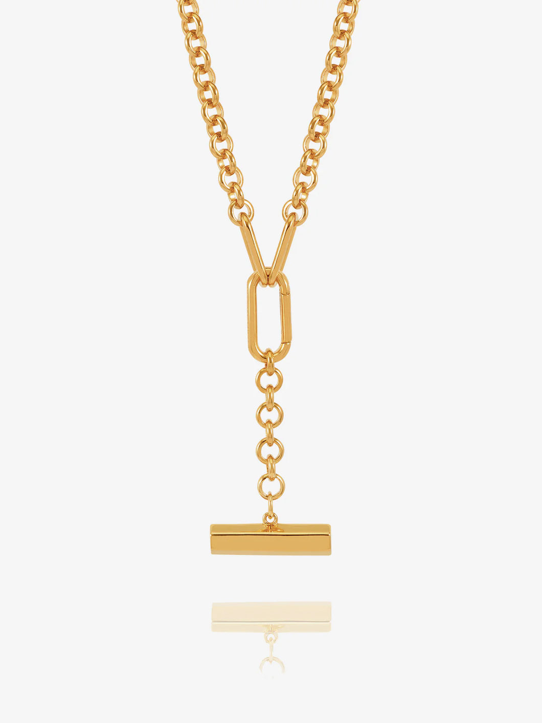 Statement 'Y' Chain with Large T-Bar, Gold