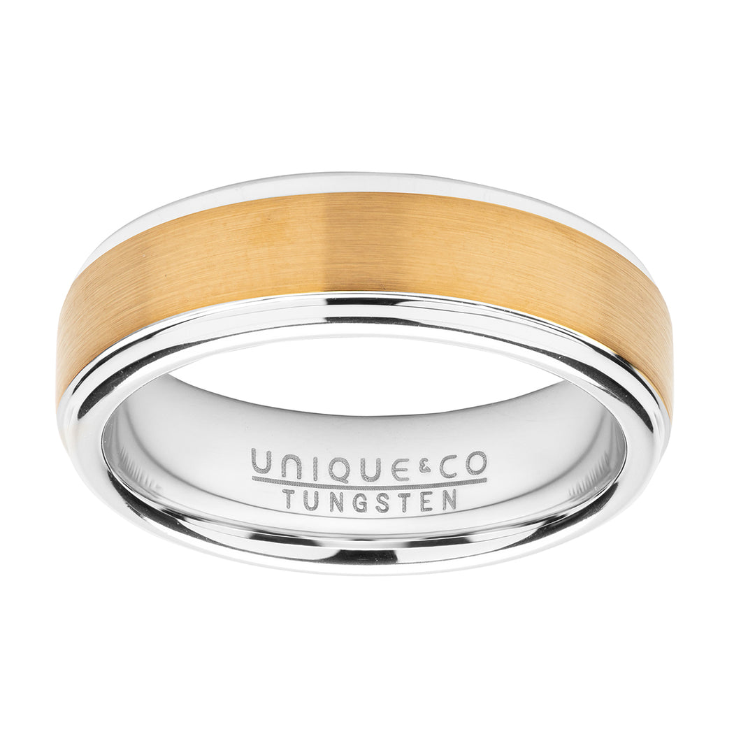 Tungsten Carbide Ring with Yellow Plated Centre