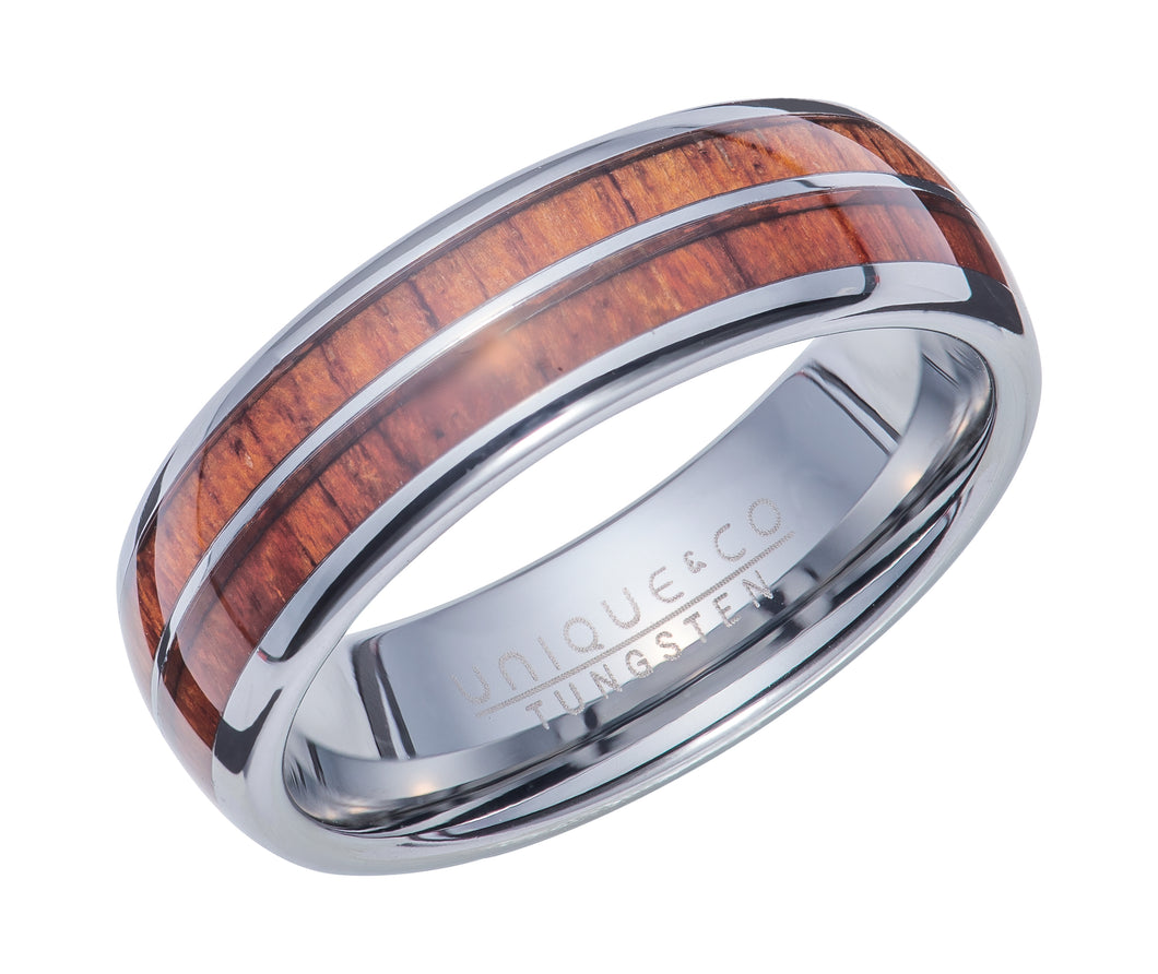 Tungsten Carbide Ring with Wood Inlay