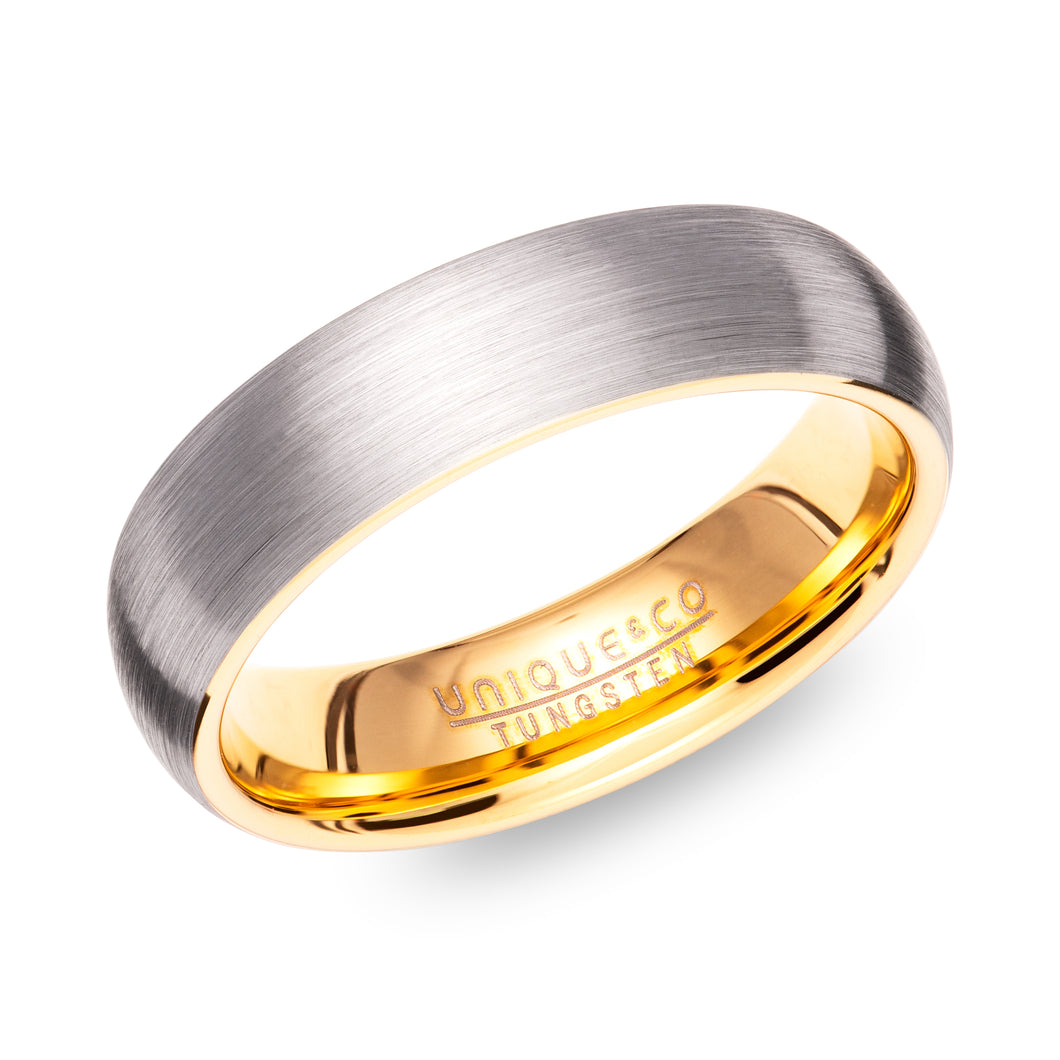 Tungsten Carbide Ring with Yellow Plated Sleeve