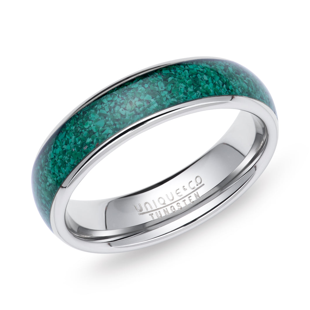 Tungsten Carbide Ring with Malachite Inlay