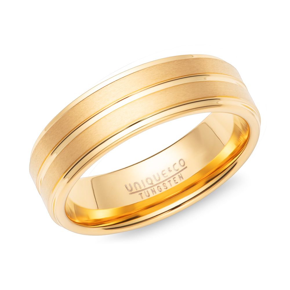 Tungsten Carbide Ring with Yellow Plating