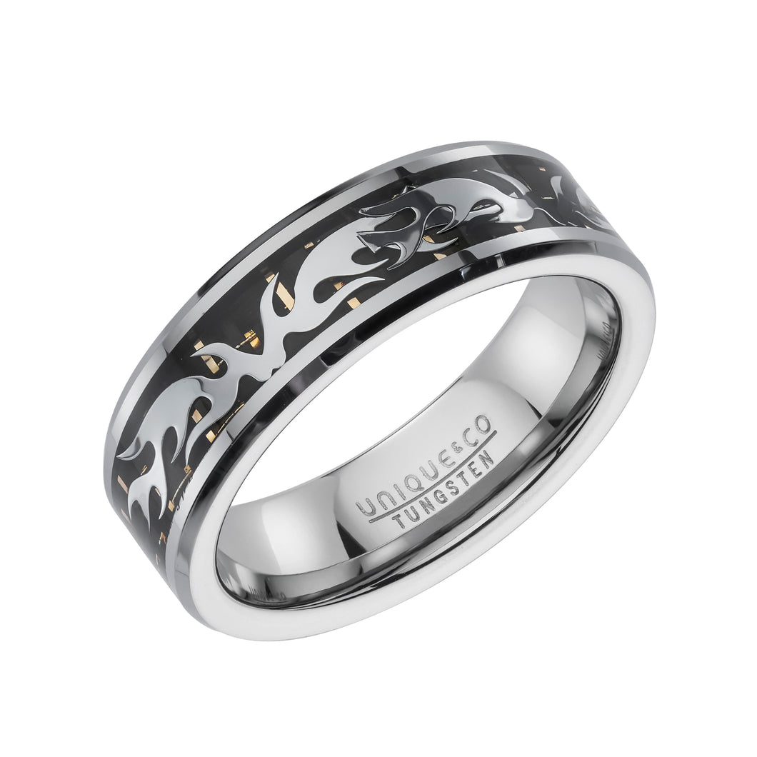 Tungsten Carbide Ring with Black Carbon Fibre