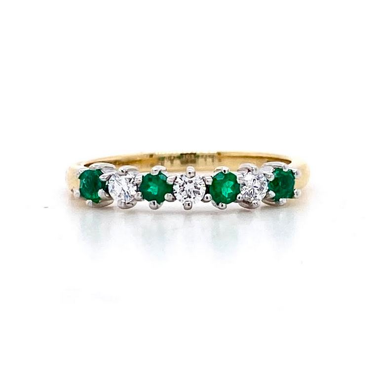 18ct Yellow & White Gold, Emerald & Diamond Eternity Ring