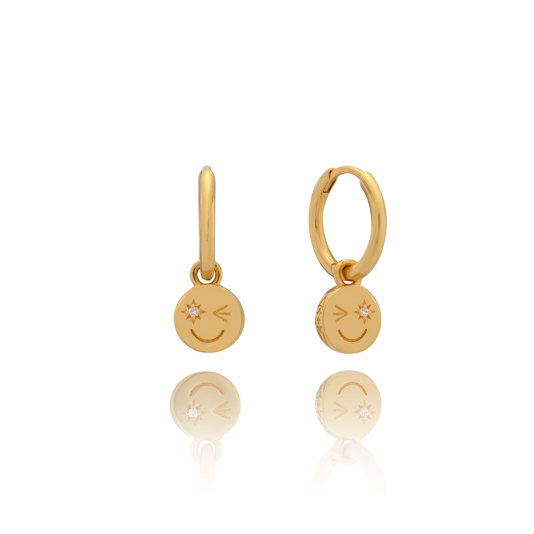 Happy Face Huggie Hoop Earrings