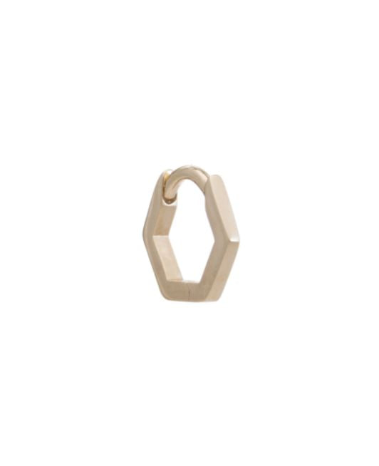 Hexagon Huggie Hoop, Solid Gold