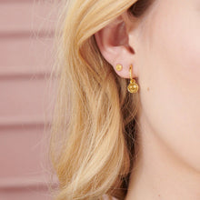 Load image into Gallery viewer, Happy Face Huggie Hoop Earrings

