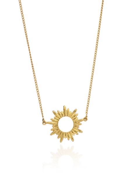 Electric Goddess Mini Sun Necklace,  Gold